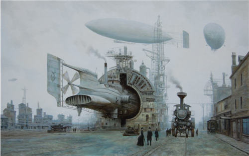 knightofleo:    Vadim Voitekhovitch | Oil on Canvassteel moonold harborleviathanheavenly guardianstolen skychasing timetidethe last stagecoachcurfew  arrival   