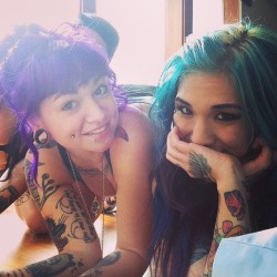 vaydaplacebosuicide:  Me and @neptunesuicide 💕#sgwoodstock2013 #manicmonday @suicidegirls @alexiscrawfordx #tattootuesday 