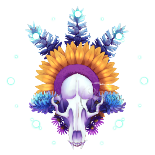 Fox skull with some flowers.For my moirail’s birthdayRedbubble