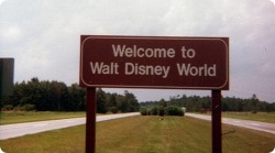 futureprobe:  Once upon a time, there was no giant purple arch, just a simple brown road sign to let you know you were entering the Vacation Kingdom Of The World. 
