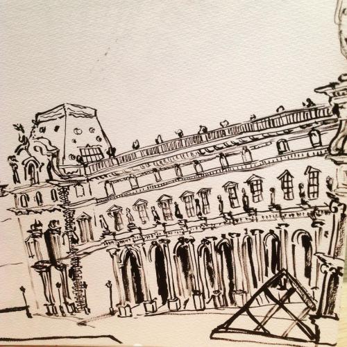 Lovely day at #louvres #museedulouvres #paris #drawing #inkdrawing