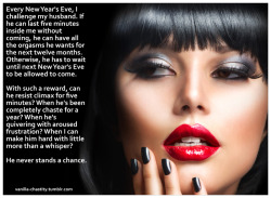 Vanilla-Chastity:  Every New Year’s Eve, I Challenge My Husband. If He Can Last