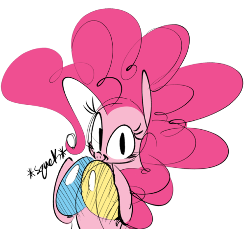 anonymoushatter:squekbased off a doodle by lunarmarshmallow Ponk always has nice Balloons~