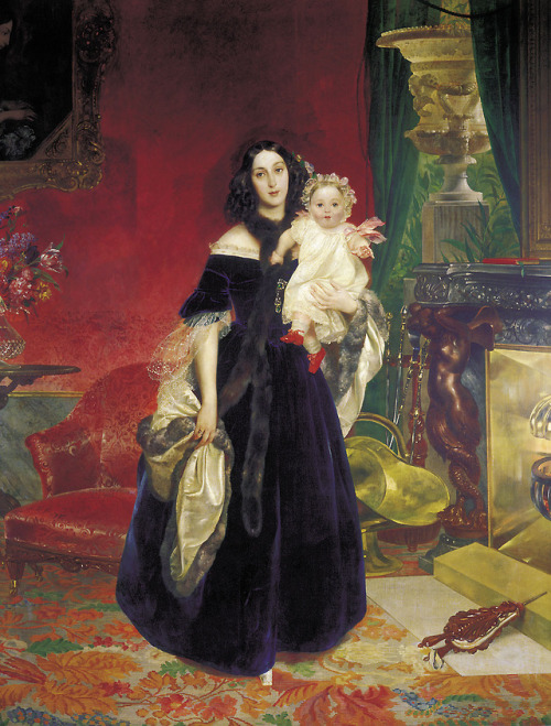 jeannepompadour:Portrait of Mariya Arkadyevna Bek with her Daughter byKarl Briullov, 1839  