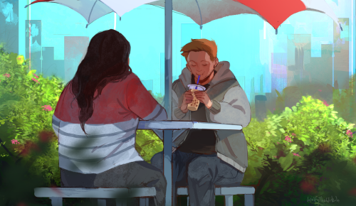 wolfythewitch: Boba date! Commissioned by The RandomTitan on twitter