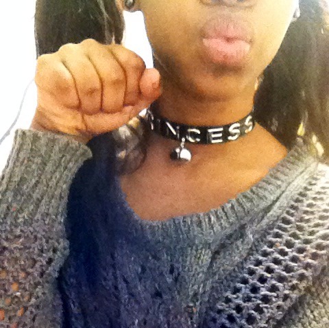 thespikedcat:  littlelycanthr0pe:  My adorable new collar, courtesy of thespikedcat ♡  It suits you 