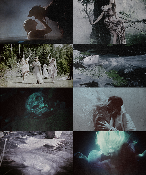 allinye:  THOSE WHO HAUNT THE EARTH: RUSALKA  According to Slavic folklore, a rusalka is the spirit of a young women who was murdered in or close to a lake or river. They appear as beautiful young women with bright green eyes who try to lure men and child