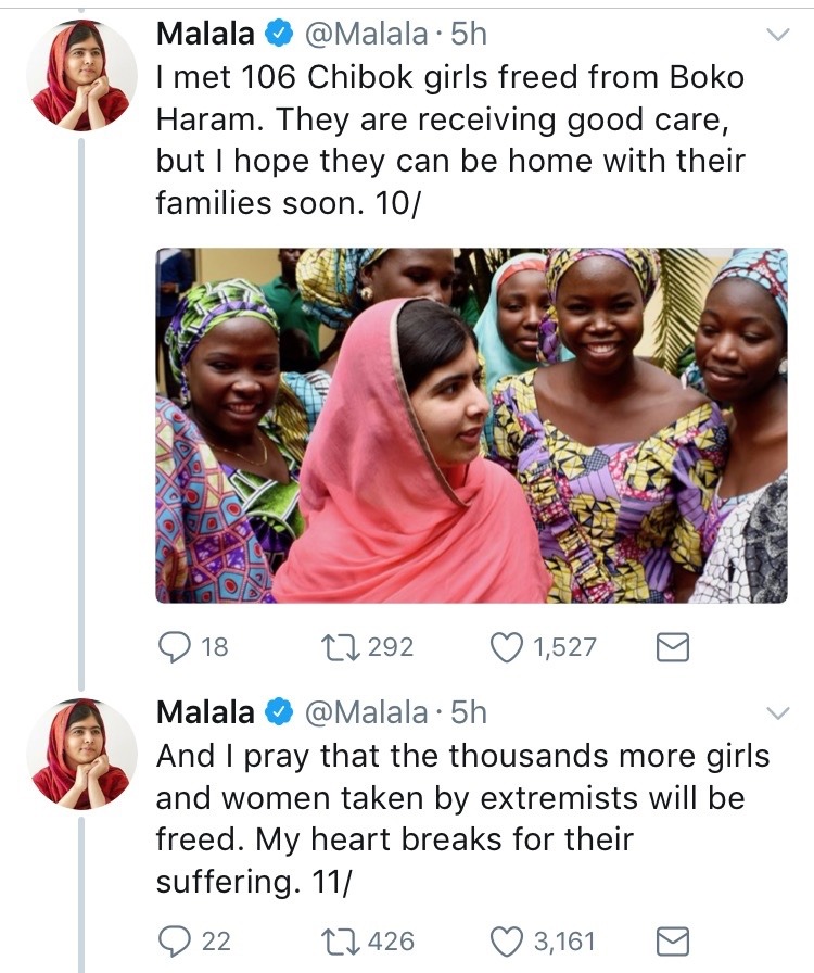 queerafricanboy:  weavemama:  Malala really is a class act for standing up against