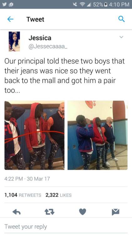 cartnsncreal:That principal looks clean af in them jeans