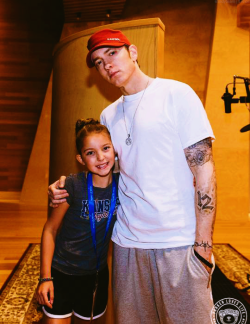 shadyteam:  Eminem earlier today, August 24 with a cancer patient via the Make-a-wish Foundaton. {source}