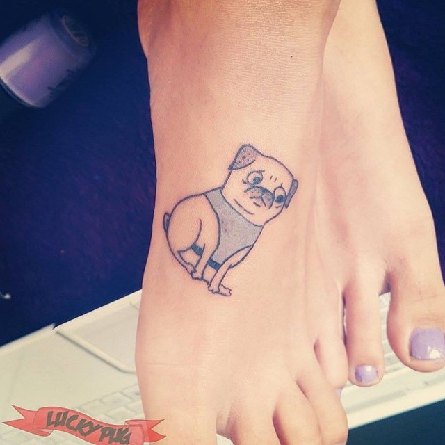 luckypugtattoos:  @gemmacorrell inspired foot pug tattoo, submitted by Fallon Pocock,