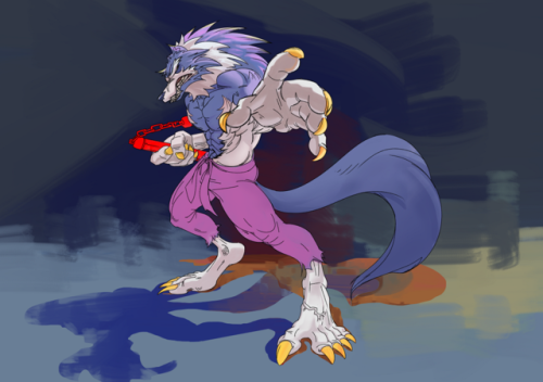 It’s Jon Talbain from Darkstalkers. I tried coloring ‘im twice and didn’t like either but combining 