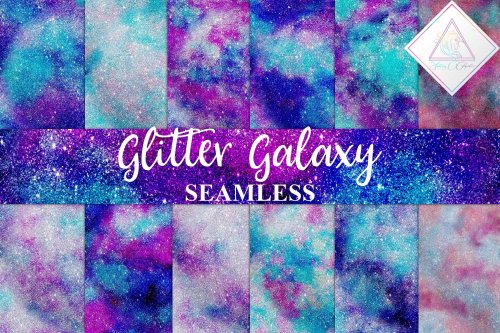 Seamless Galaxy Glitter Digital Paper by Fantasy Cliparts