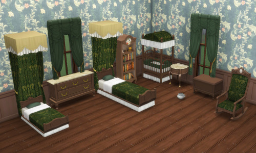 historicalsimslife:TS4: Antique Nursery Setincludes 11 items: toddler’s bed, child’s bed, crib, bed 