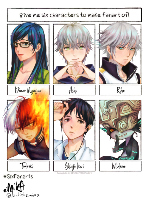 Six fanarts challenge! I took suggestions on my twitter.It was fun to do ♥