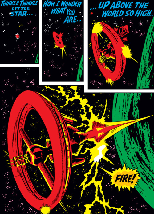 why-i-love-comics:Avengers #64 - “Like a Death Ray in the Sky!” (1969) written by Roy Thomasart by