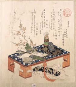 fujiwara57: SURIMONO  摺物  de Kubo Shunman 窪俊満 (1757-1820). Les surimono sont de luxueuses estampes japonaises, jouant le rôle de cartes de vœux, et imprimées à titre privé. 