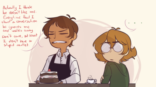 nagareboshi22:  starleting:  since some people asked for this, here is the second part of bakery au! Keith is still pining and hopeless  @goddessoftheworld