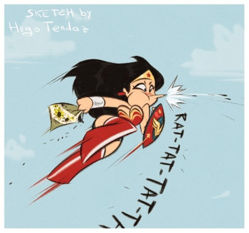   Wonder Woman - Rat-tat-tat-tat - Cartoony PinUp Sketch  Look up in the sky: It’s a bird! It’s a plane… Nope :)Newgrounds Twitter DeviantArt  Youtube Picarto Twitch 