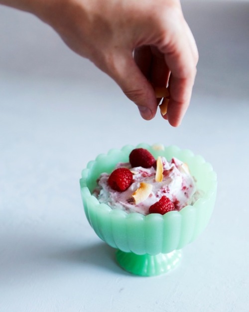 Coconut Cream Fool with Raspberries