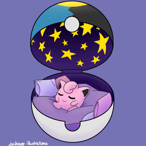 Just a little pokemon sketch of jigglypuff snoozing in a moonball