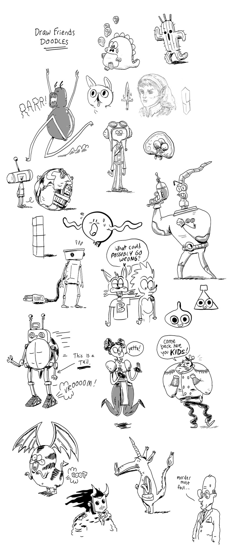 Here are my drawings from the Draw Friends show I did the other night!