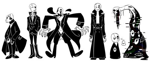 whatifgirl:  Different Gaster design cause I’ve seen so many different interpretations of him either being elongated or just a big fat blob. I’m stuck between making him either super formal or out right creepy. But yeah haha. I was gonna draw more