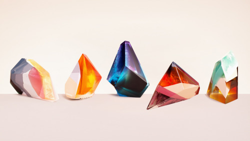 dezeen:  London artist Zuza Mengham has created an exhibition of crystal-shaped resin sculptures as 