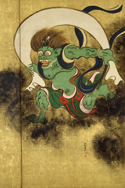 japaneseaesthetics: Wind God and Thunder God.  By Ogata Korin Edo Period, 18th century, Japan Important Cultural Property  TokyoNationalMuseum 