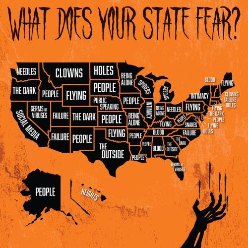 mapsontheweb: The most-searched phobia in each state according to ADT