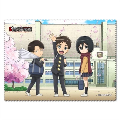 Microfiber cloths featuring new Shingeki! Kyojin Chuugakkou images will be available