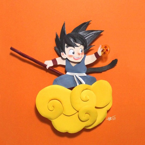 SON GOKU!! I love goku with monkey tail #paperartwork #paperlicious #paperart #dragonball #goku #gok