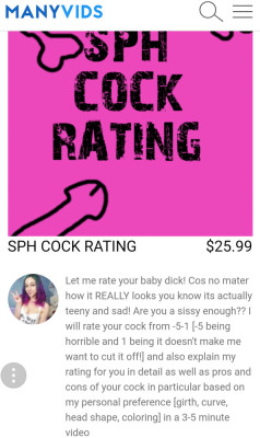 o0pepper0o:Get your SPH Cock Rating on ManyVids