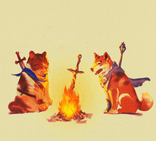shimhaq: Bonfire boi and his little fren 