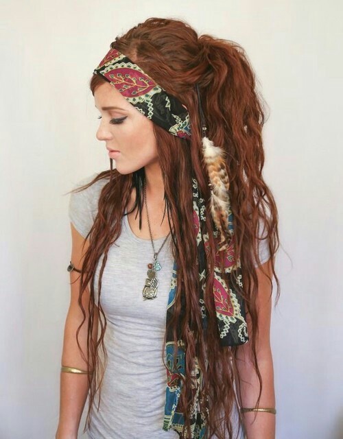 Long hairstyles with side bangs red hair