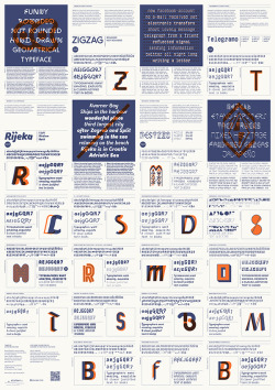 typographie:  Promotional poster for Volcano Type Foundry that announces an offer for free fonts for students. We were limited to four typefaces from the foundry and for the front side of the poster, we took distinctive elements from each font to build