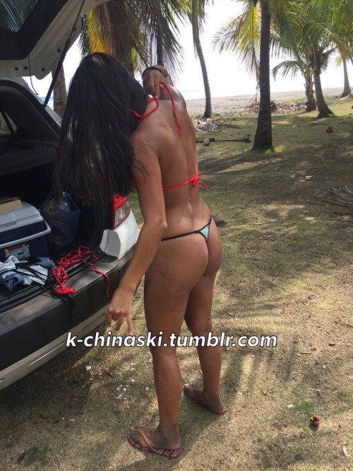 k-chinaski: Exhibitionist wife changing hey swimsuit in public. She’s getting ready for some pics. N