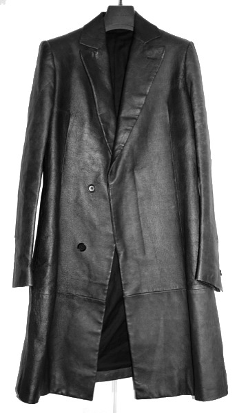 humalien:HEAVY LEATHER TRENCH WITH PEAKED LAPELS FROM CAROL CHRISTIAN POELL “FORM-MATERIA