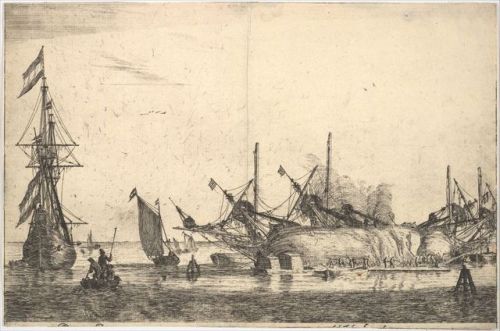 ltwilliammowett:Ships Careened for Caulking the Hull (via The Met) Artist:  Reinier Nooms, call