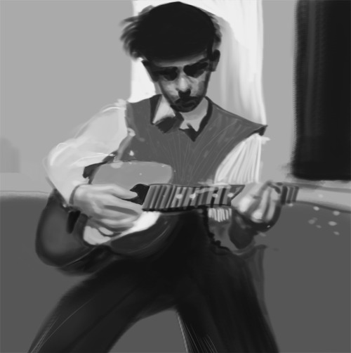 tonyrodriguezillustrator:  ‘Lonnie Donegan’ (King of Skiffle) Trying out the new brushes I recently acquired. First time blending something in months.  I LOVE it Tony. Excellent. 