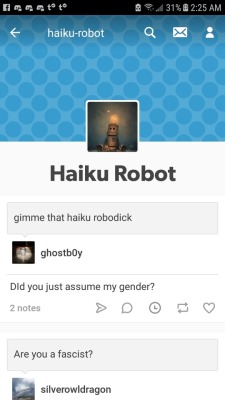 Papatulus: Bombilating:  Stevenboxleitner: Hey Guys Haiku Bot Is Fucking Cancelled