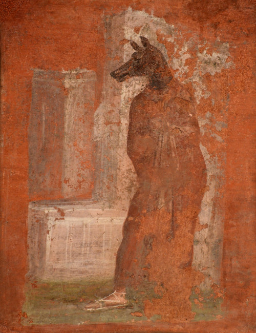 lychens:Fresco depicting a priestess wearing the Anubis mask, from the ekklesiasterion of the Temple