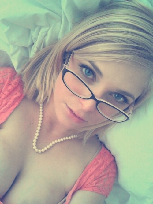 Sexy blonde with glasses, selfshot.