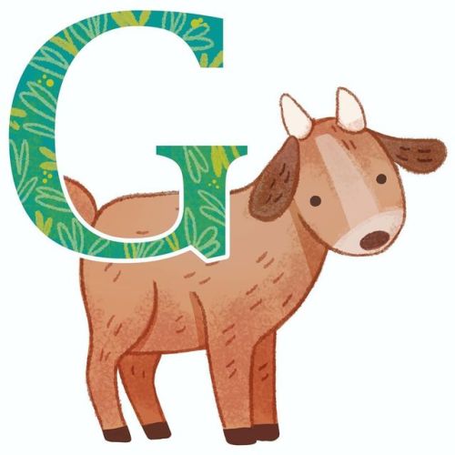 G is for goat! Get the alphabet poster at www.michiscribbles.etsy.com . . . #babygifts #G #goat #al