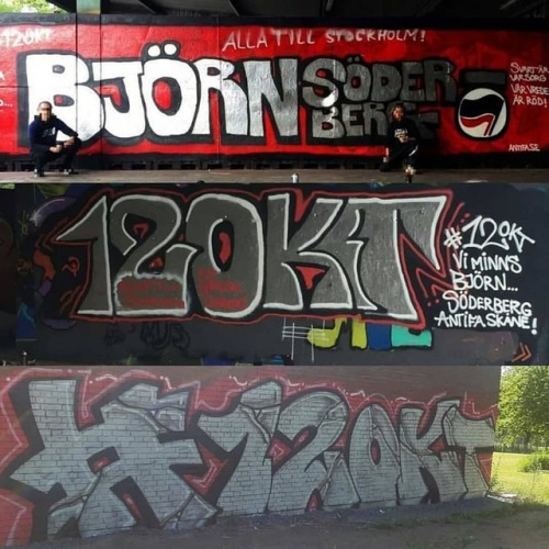 radicalgraff:Memorial graffiti around Sweden for Björn Söderberg, an antifascist activist who was sh