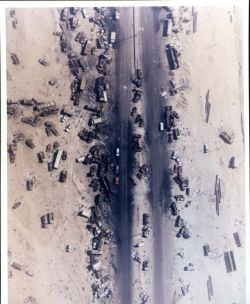 tombstone-actual:  georgy-konstantinovich-zhukov:  The Highway of Death as Iraqi forces retreat in the First Gulf War.  Fuckin crazy. A-10 playground