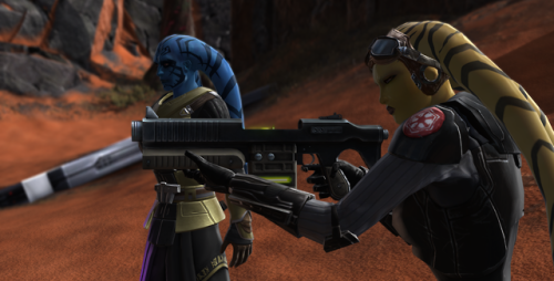 Heading onto Ossus to assist the Galactic Empire. Two kick-ass twi’lek taking on the Republic 