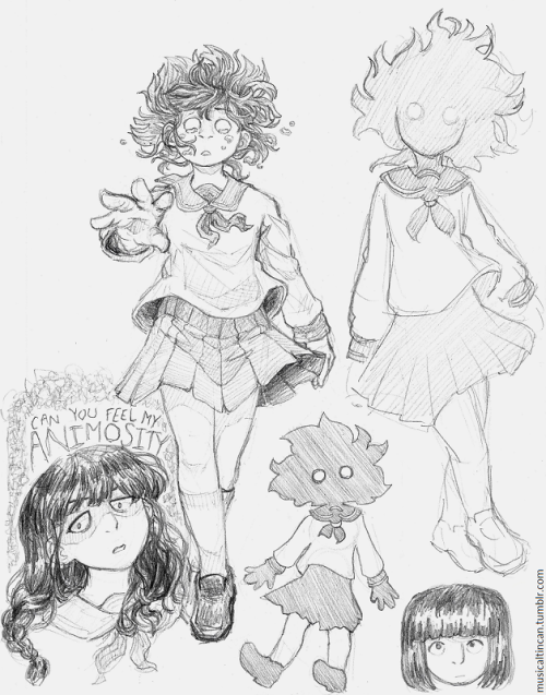 saw some trans girl mob fanarts &amp; lost control of myself for 2 sketchbook pages