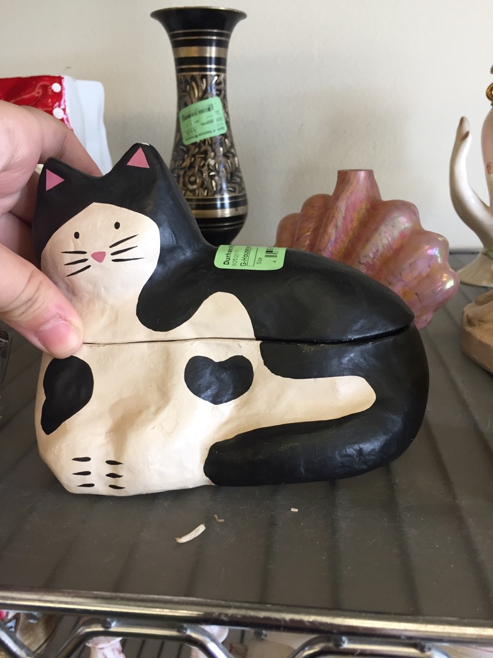 shiftythrifting:  A cat box with a smaller cat inside it. I expected nesting cats