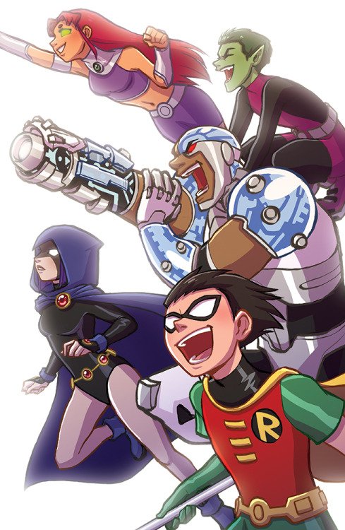 kellyykao:  Glad I finally drew some fan art of these pizza addicts <333I made this Teen Titans print for Wondercon! Find me at table B4!